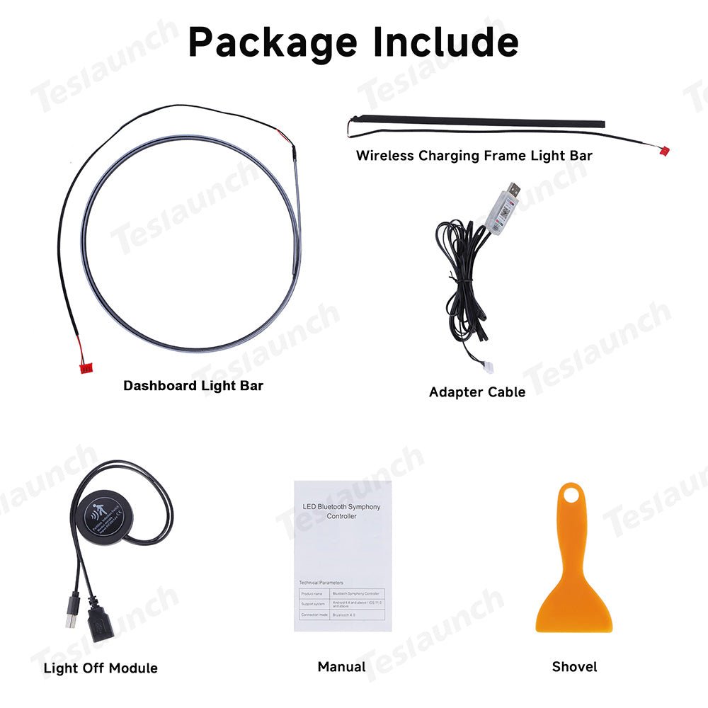 Interior LED Ambient Lights with App Control for Tesla 2024+ Model 3 Highland – Dashboard & Wireless Charging Frame