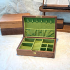 Amare Minimalist Walnut Jewelry Box with Lock