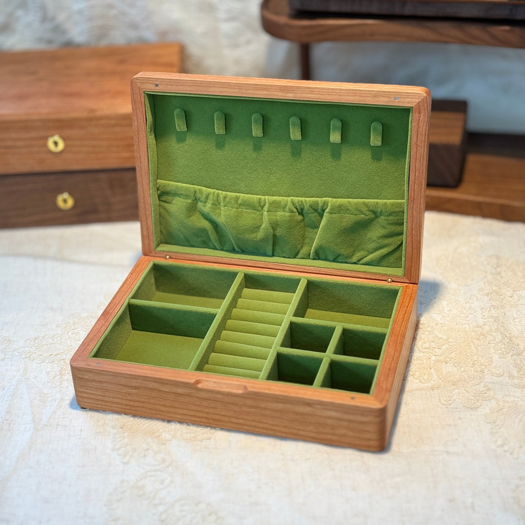 Amare Minimalist Walnut Jewelry Box with Lock