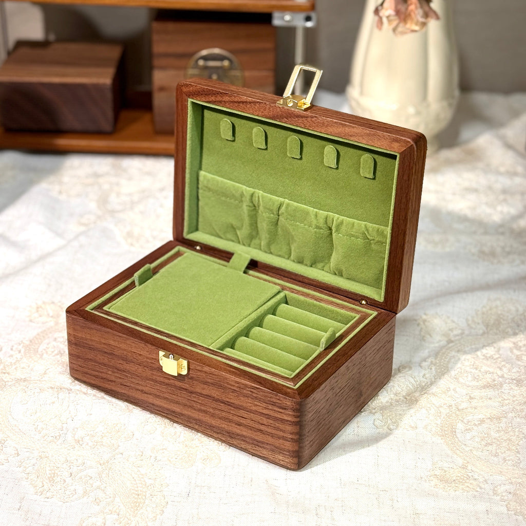 Amélie Walnut Two-Layer Jewelry Box