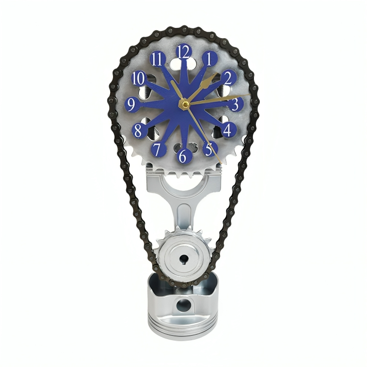 Rotating Gear Clock with Moving Gears, USB Powered Mechanical Tabletop Clock