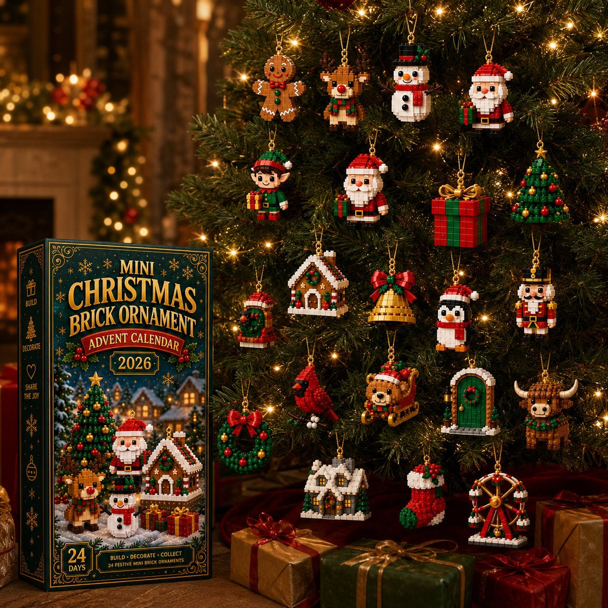 Christmas Building Block Advent Calendar 2026 - 24 Mini Building Block Ornaments