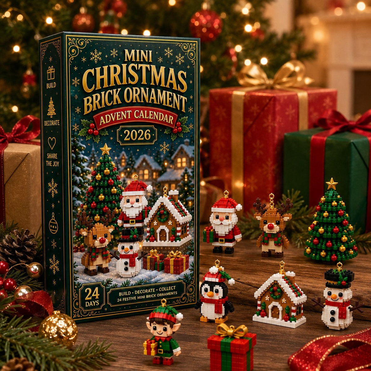 Christmas Building Block Advent Calendar 2026 - 24 Mini Building Block Ornaments