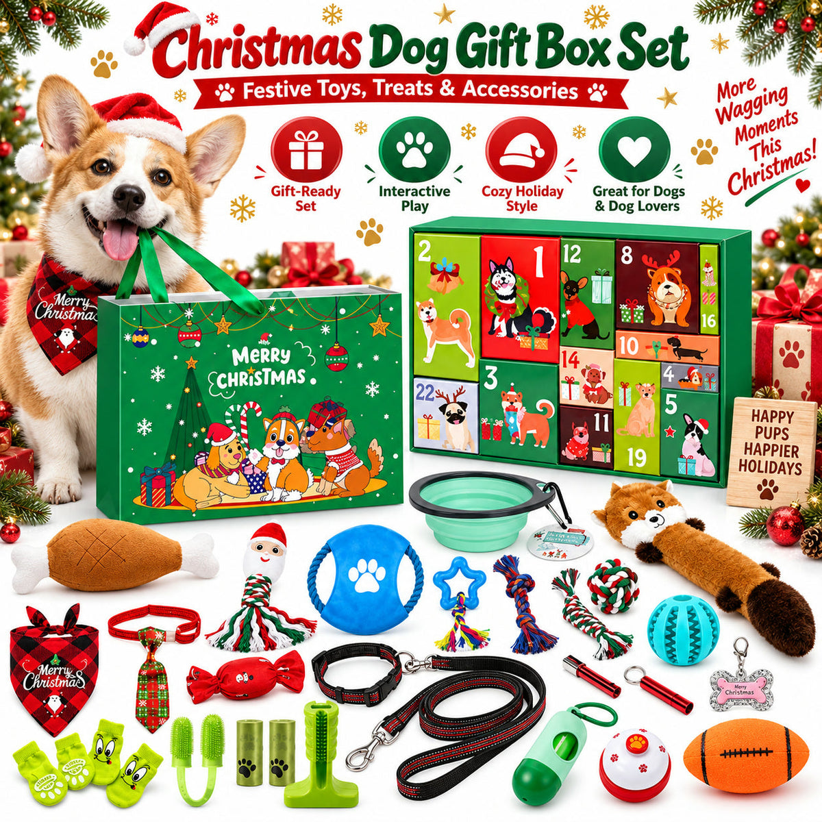 Christmas Dog Gift Advent Calendar - 24 Dog Toys