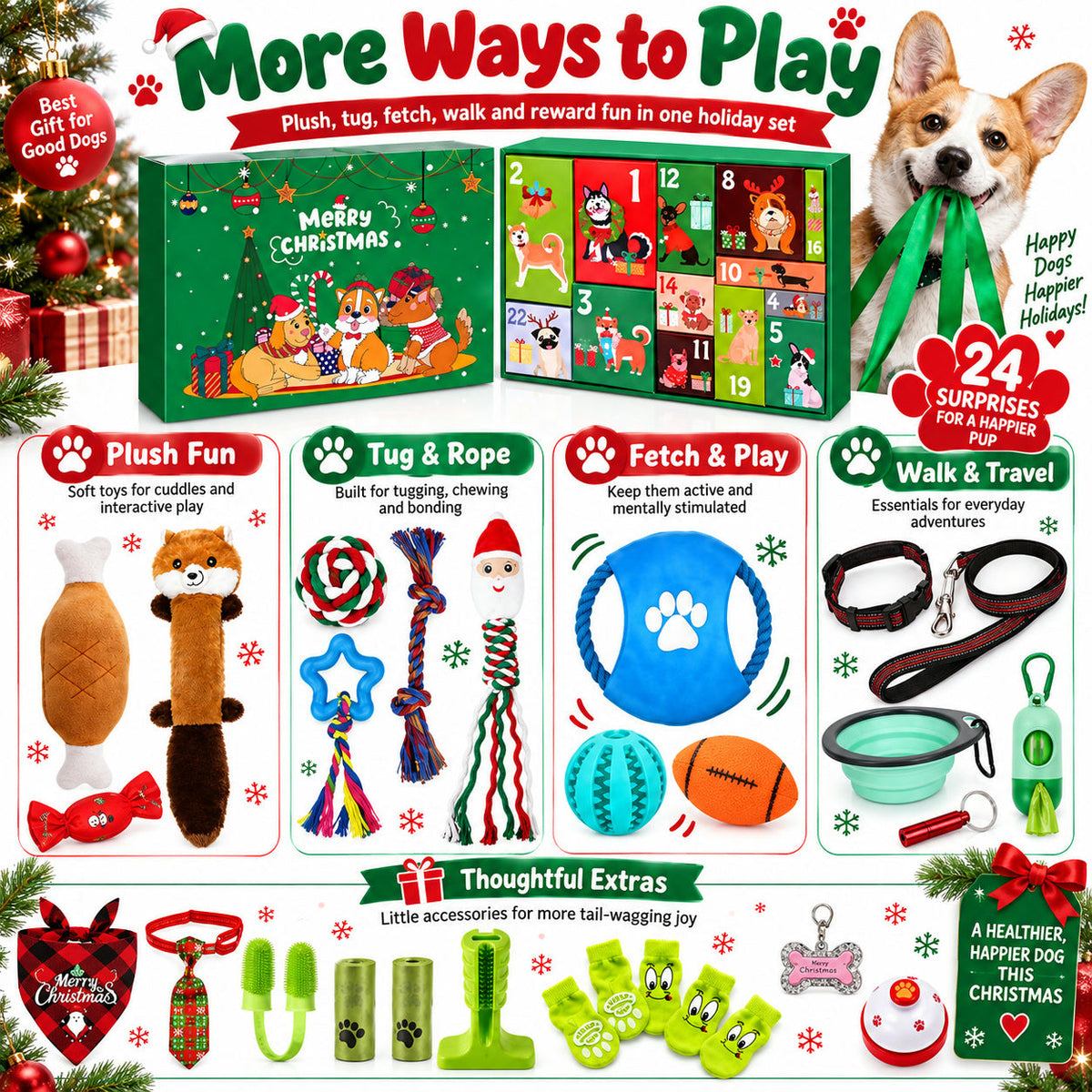 Christmas Dog Gift Advent Calendar - 24 Dog Toys