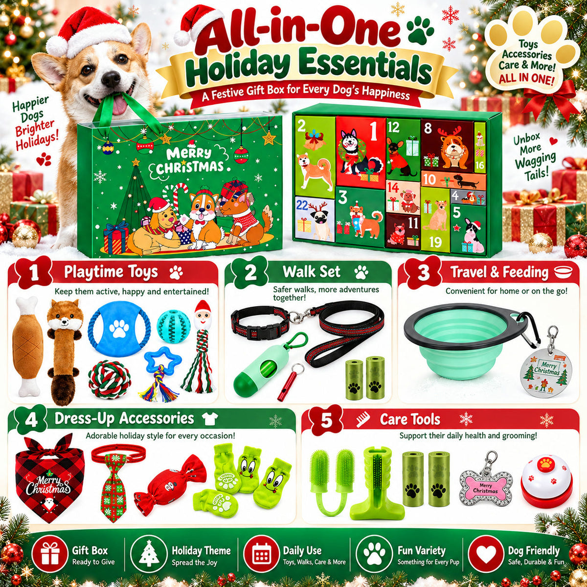 Christmas Dog Gift Advent Calendar - 24 Dog Toys