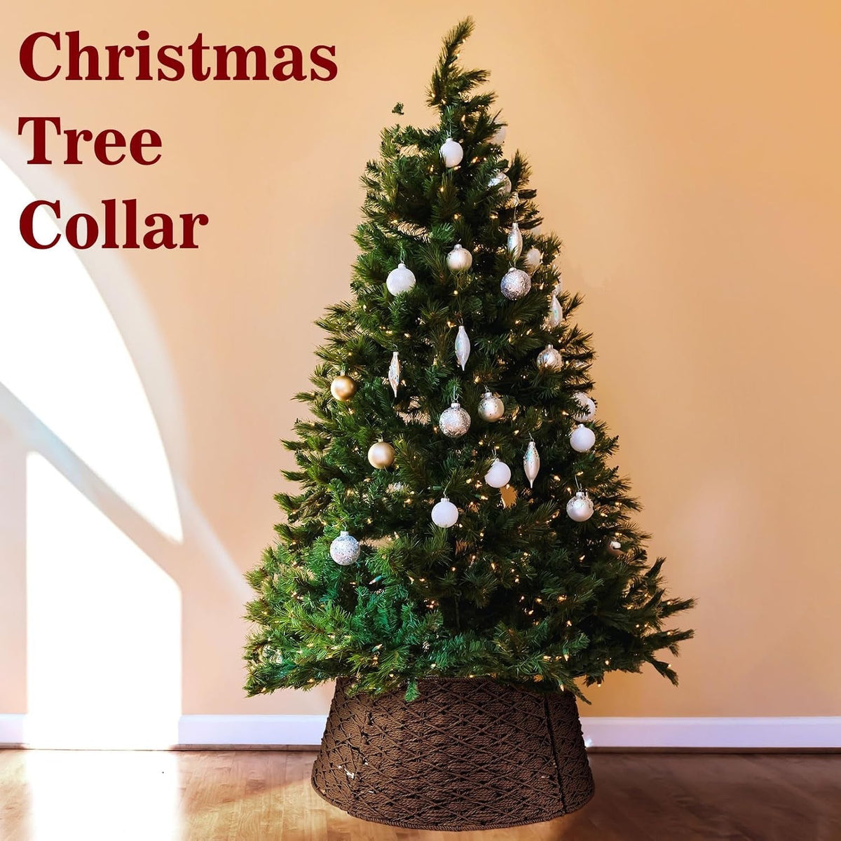 Braided Rattan Christmas Tree Collar - Wicker Christmas Tree Base Cover