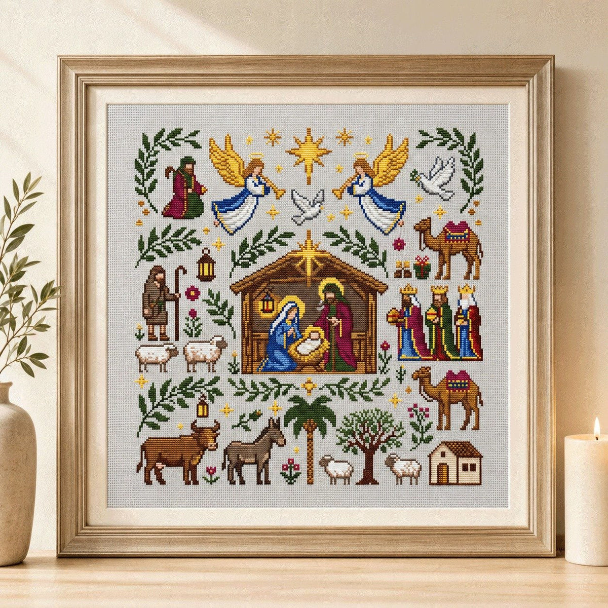 Nativity Cross-Stitch Kit - Christmas Embroidery Kit for Beginners