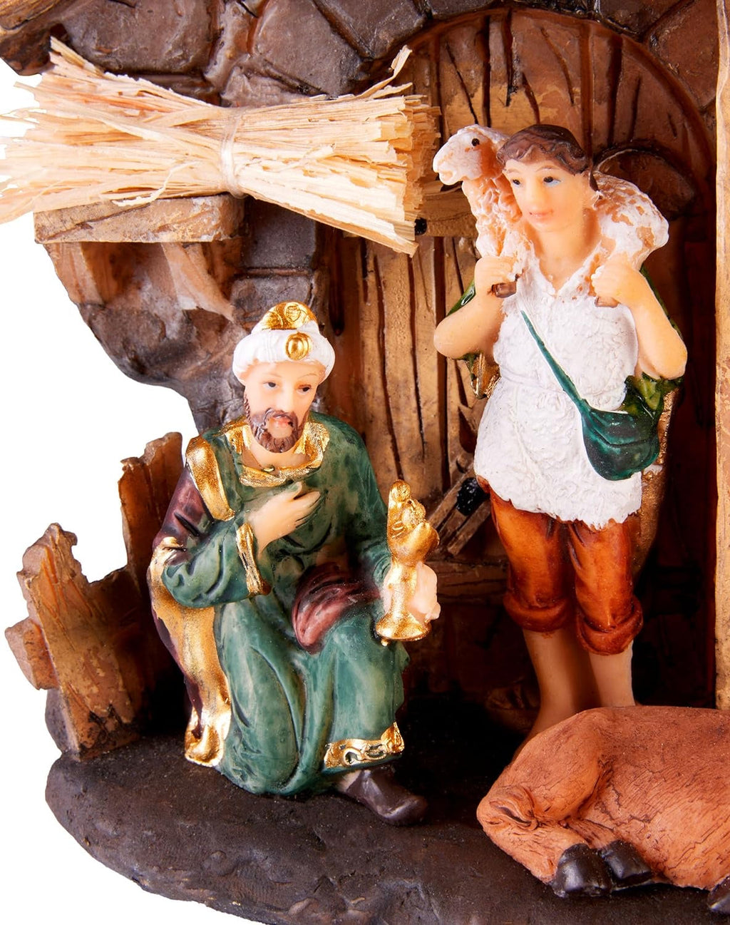 Nativity Scene with 11 Hand-Painted Resin Figures