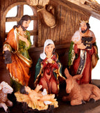 Nativity Scene with 11 Hand-Painted Resin Figures
