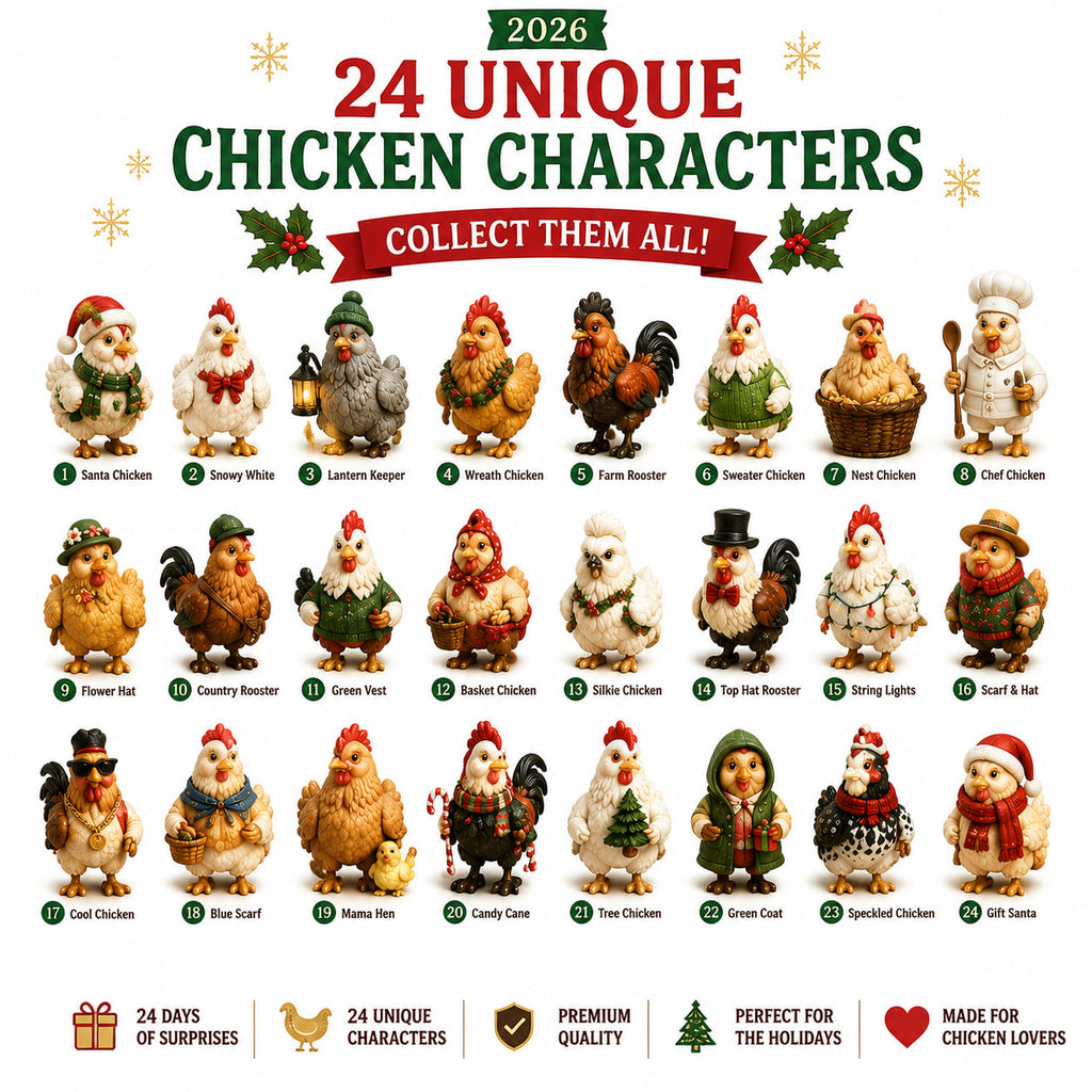 Chicken Advent Calendar 2026 - 24 Christmas Chicken Figurines