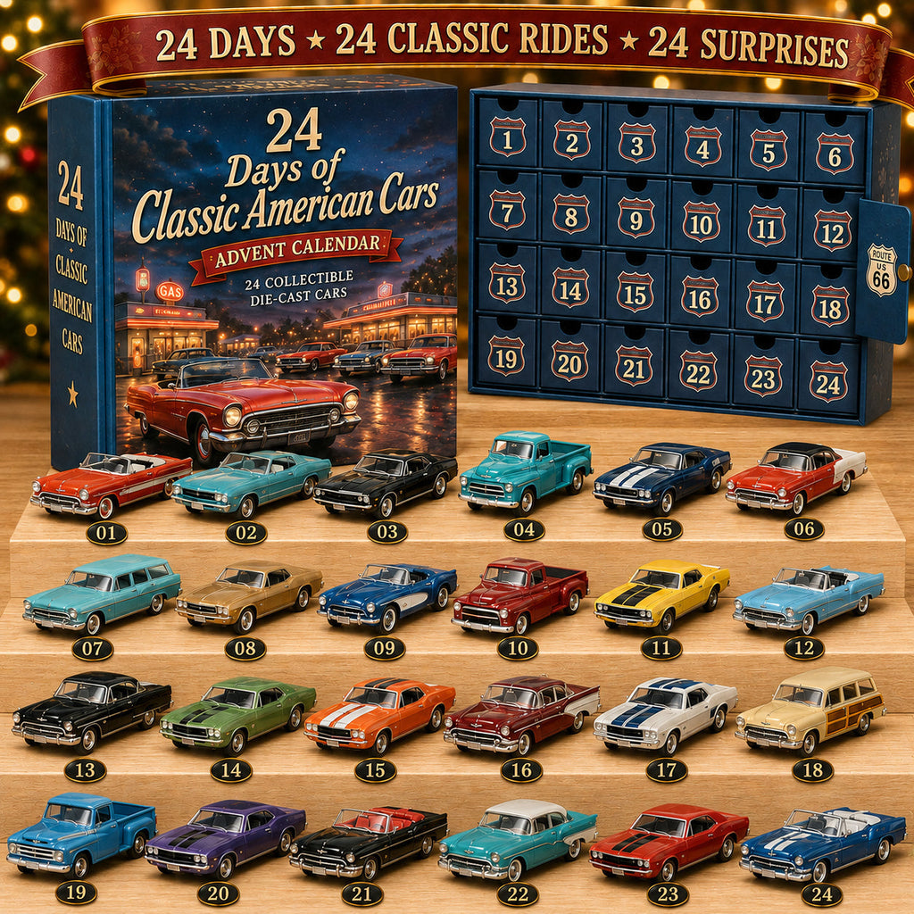 Classic American Cars Advent Calendar 2026 - 24 Acrylic Vintage Cars