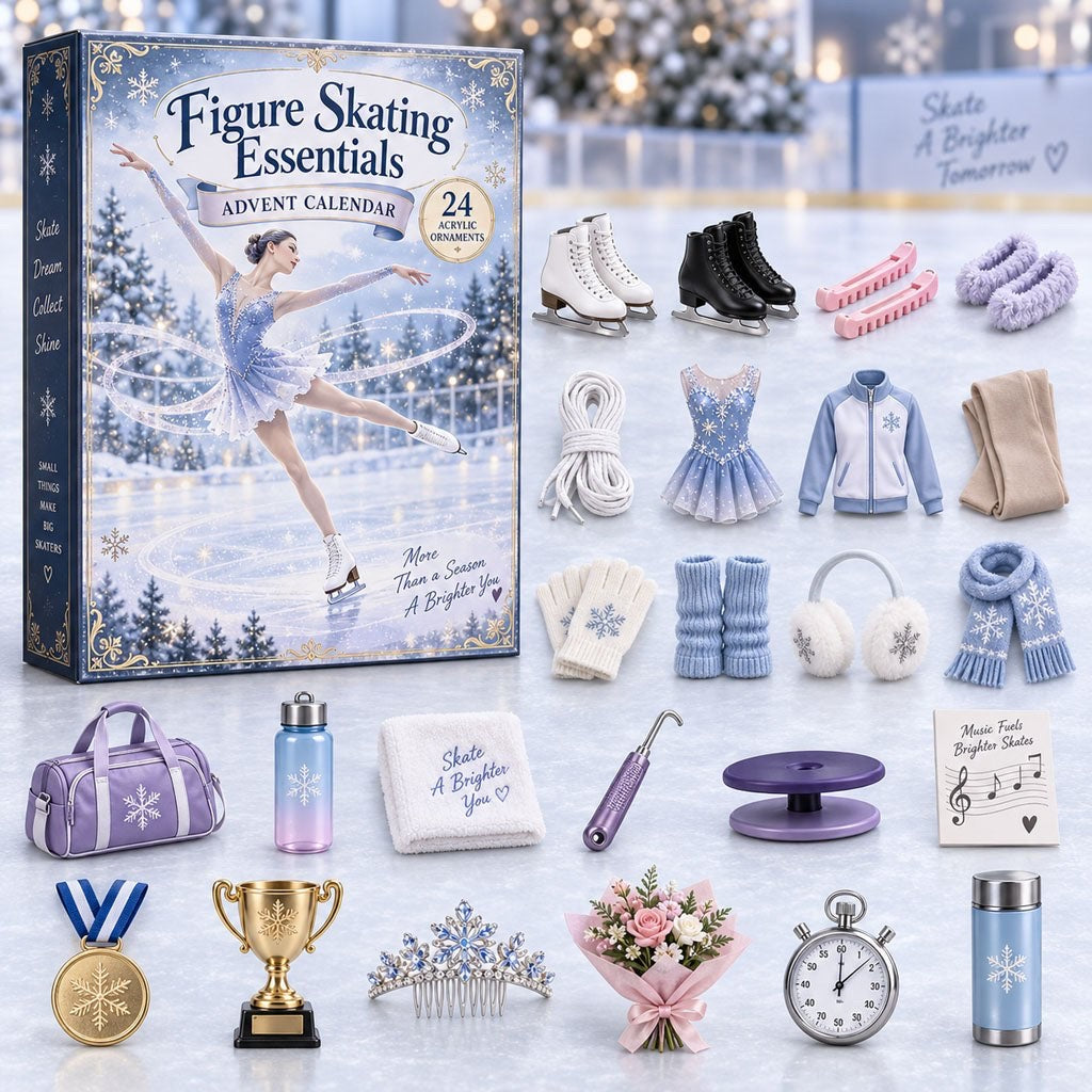 Figure Skating Advent Calendar 2026 - 24 Acrylic Charms, Gift for Skaters