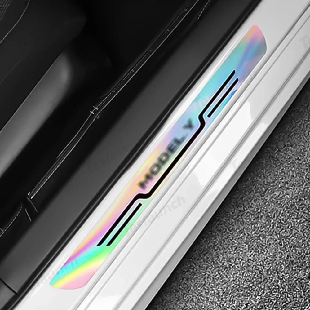 Laser-Effect Door Sill Protector Stickers for Tesla Model Y Juniper 2025+ (4PCS)