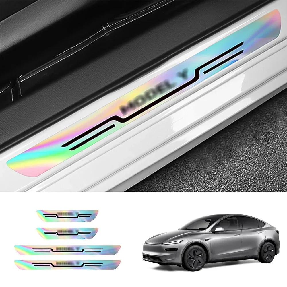 Laser-Effect Door Sill Protector Stickers for Tesla Model Y Juniper 2025+ (4PCS)