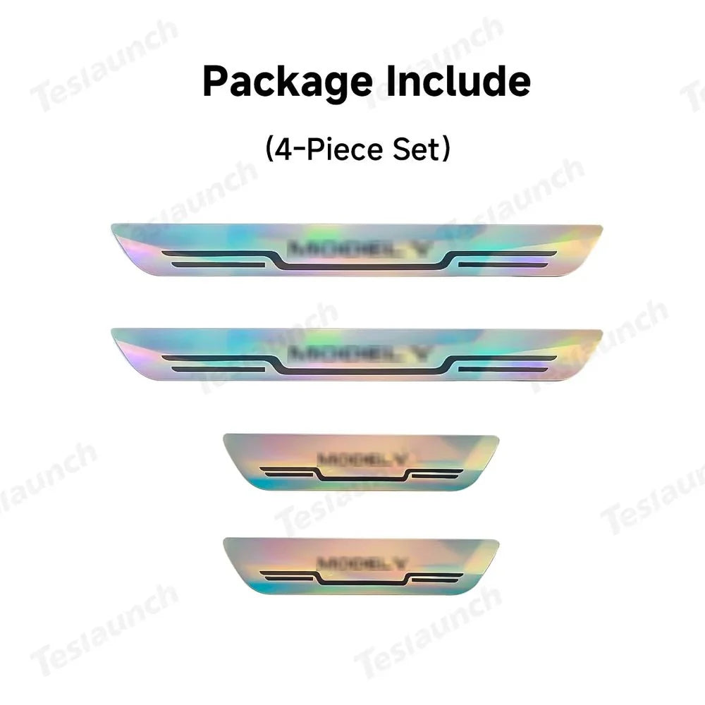 Laser-Effect Door Sill Protector Stickers for Tesla Model Y Juniper 2025+ (4PCS)