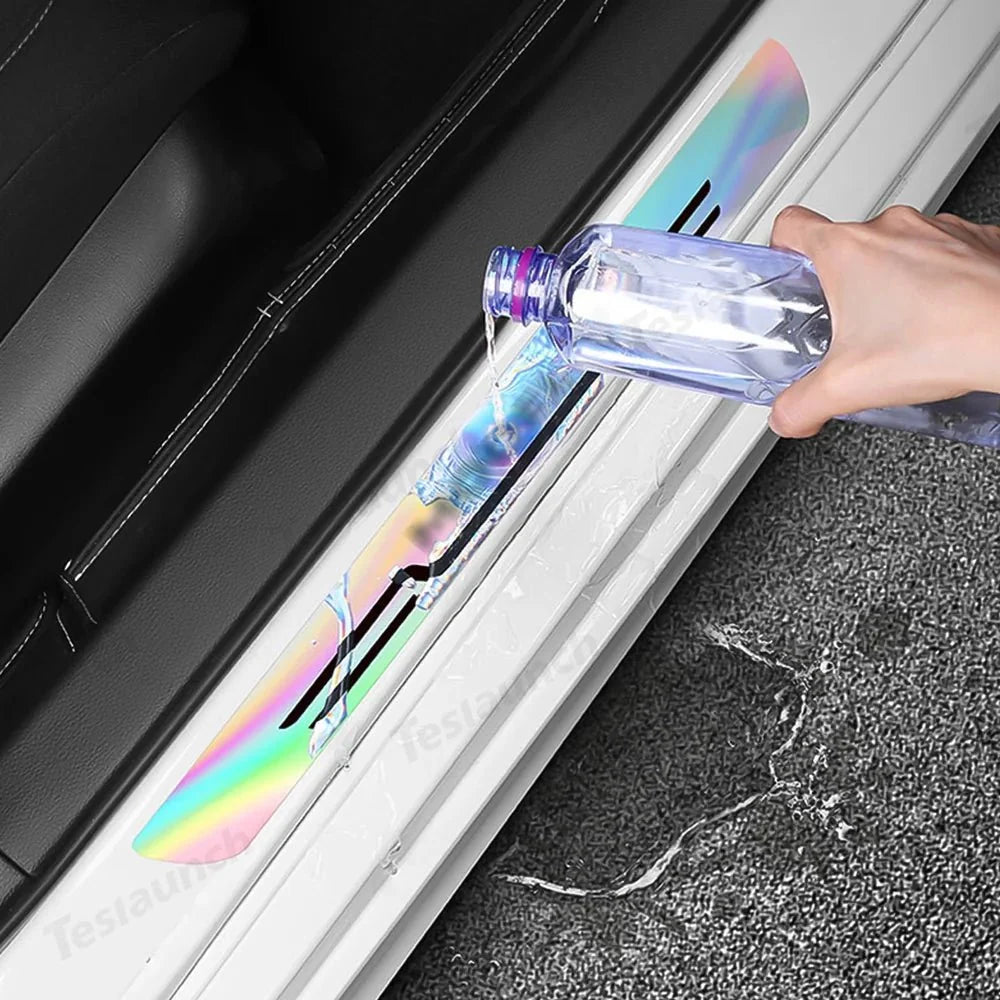 Laser-Effect Door Sill Protector Stickers for Tesla Model Y Juniper 2025+ (4PCS)