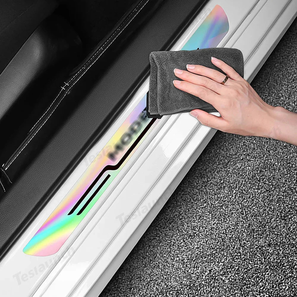 Laser-Effect Door Sill Protector Stickers for Tesla Model Y Juniper 2025+ (4PCS)
