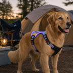 MirokenRechargeable LED Dog Harness for Night Walks - Back-Panel Glow & Reflective Webbing for Better Low-Light Visibility