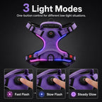 MirokenRechargeable LED Dog Harness for Night Walks - Back-Panel Glow & Reflective Webbing for Better Low-Light Visibility