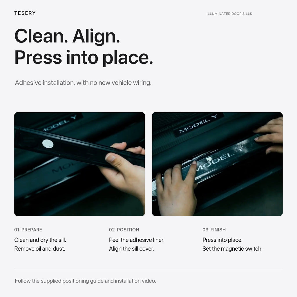 LED illuminated Welcome Pedal Door Sill Protector for Model Y / 3 | Miroken