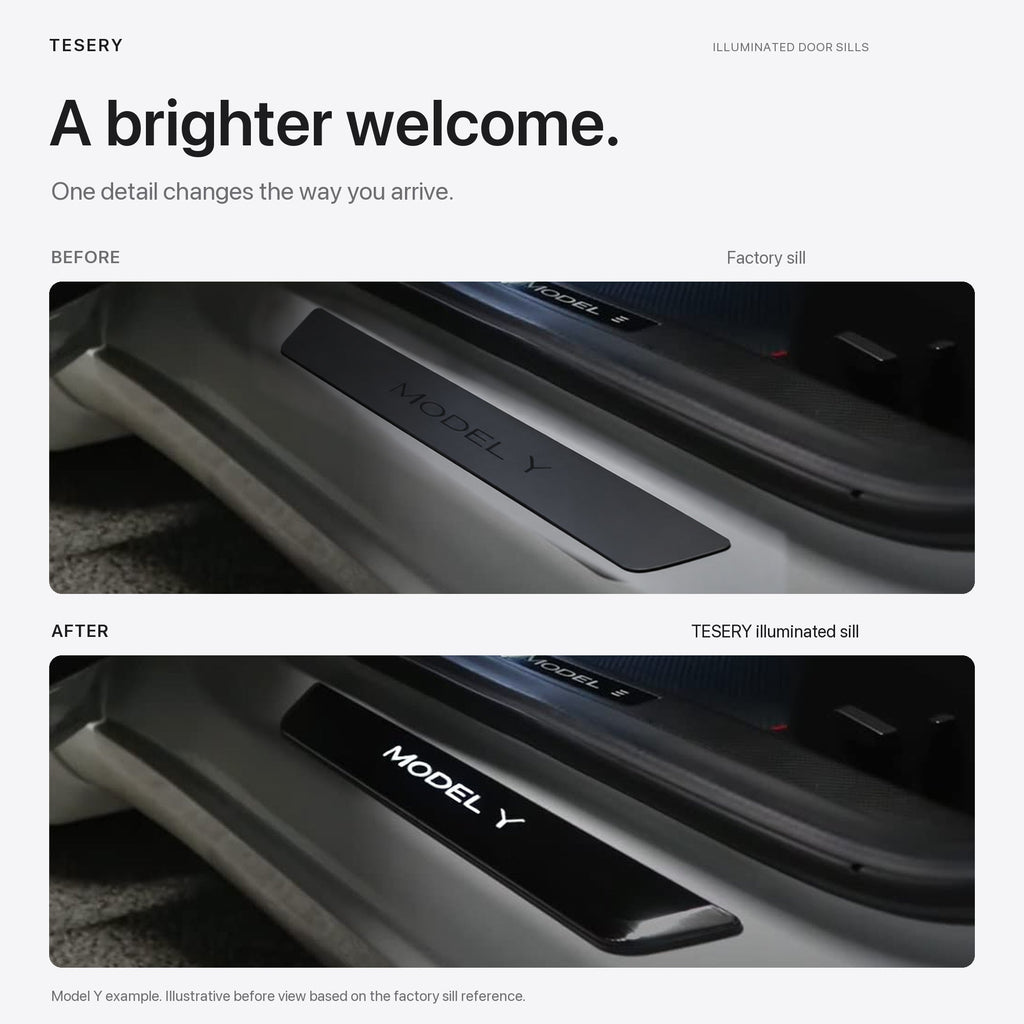 LED illuminated Welcome Pedal Door Sill Protector for Model Y / 3 | Miroken