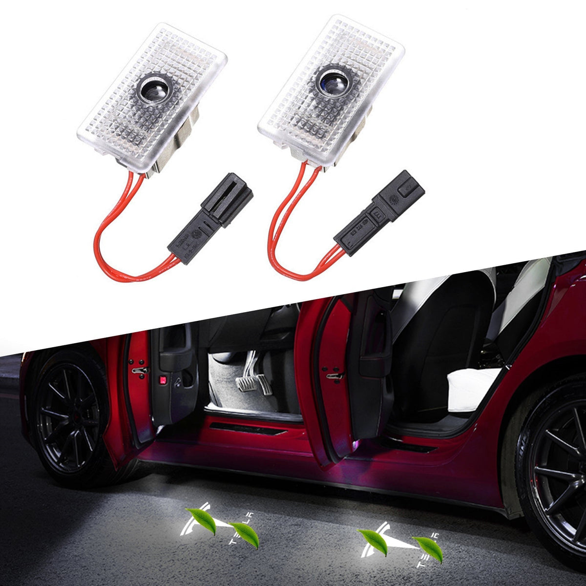 LED Logo Tesla Puddle Lights for Model 3/Y/S/X | Miroken