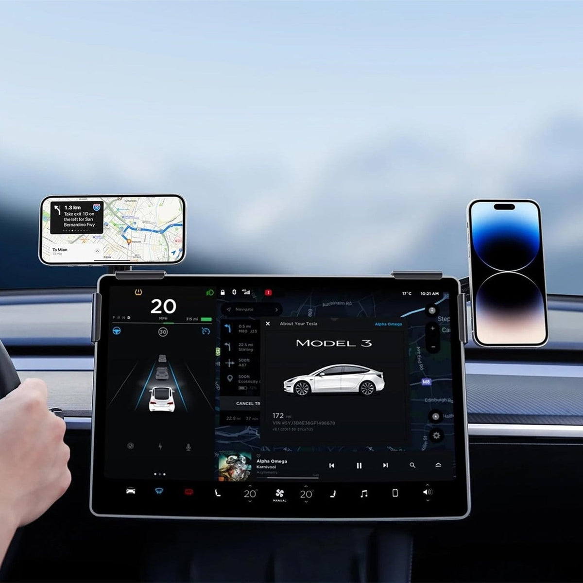 Magnetic Wireless Charging Phone Holder For Model 3 Highland/Y | Miroken