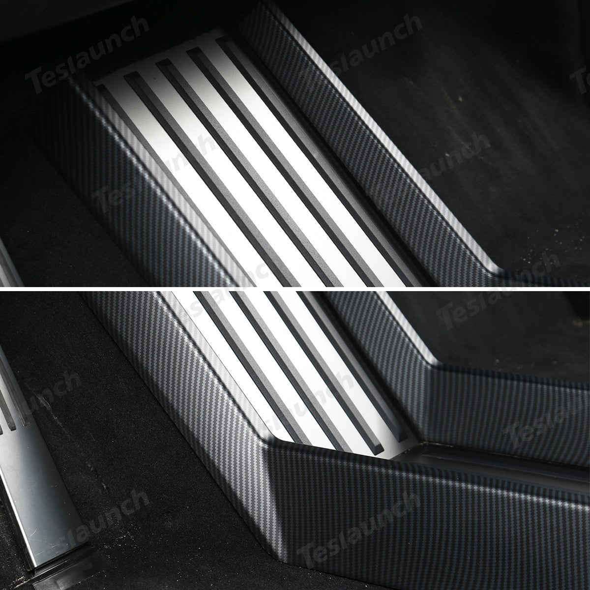 Lower Center Console Side Trim Covers  (Carbon Fiber Pattern ABS) for Cybertruck