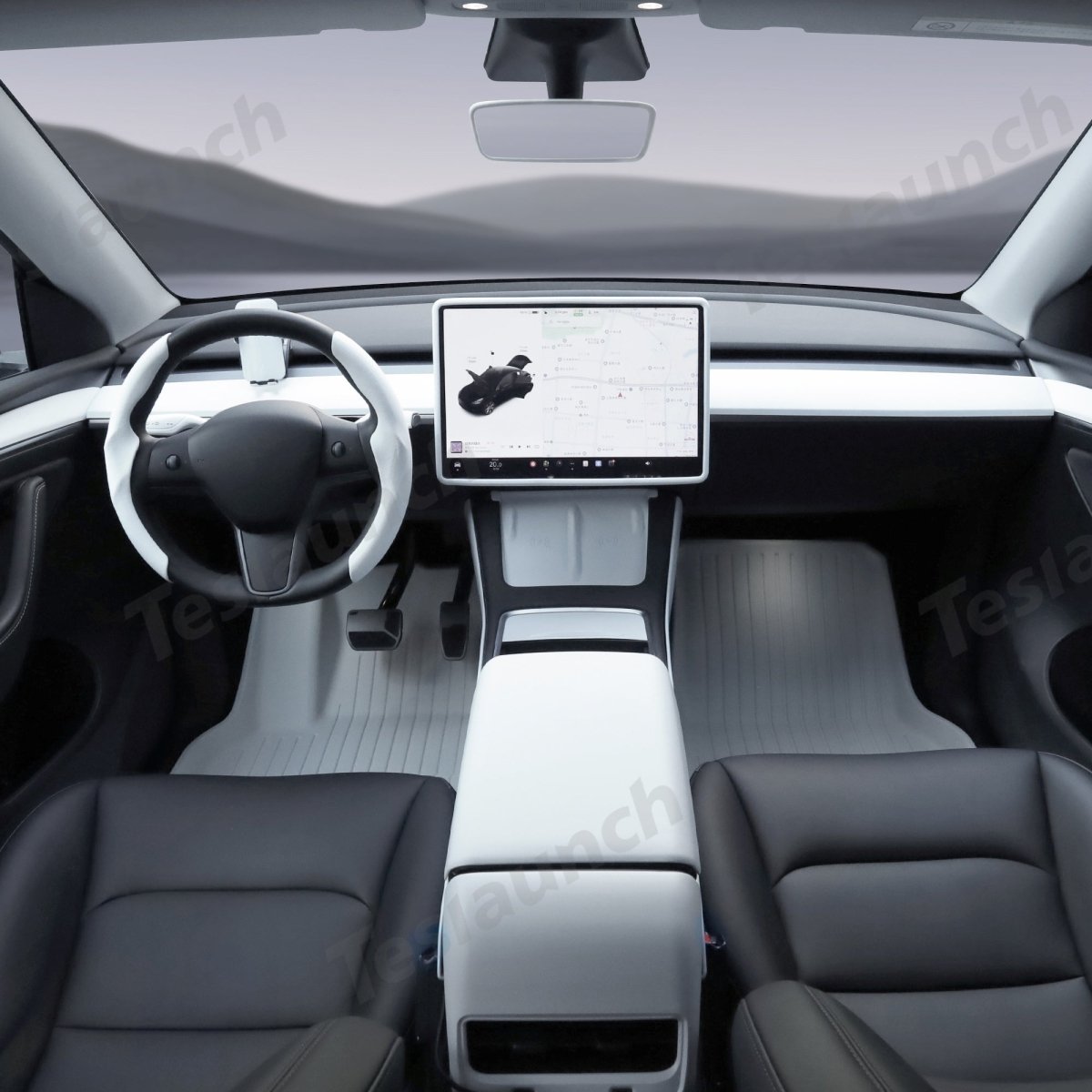 Matte White Interior Upgrade Kit For Tesla 2021-2024 Model Y