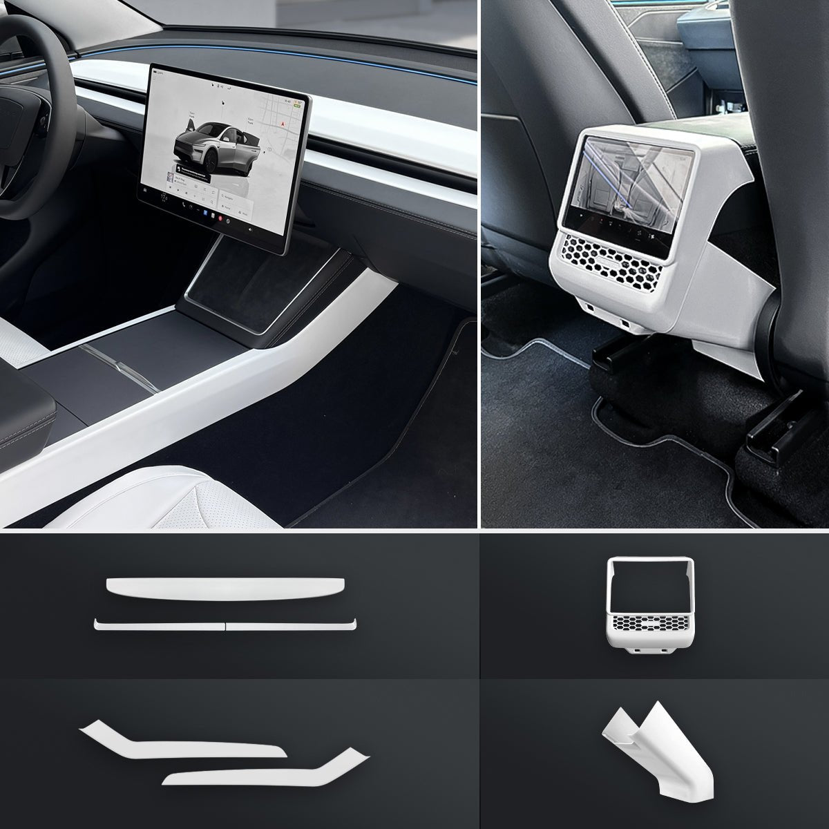 Matte White Interior Upgrade Kit For Tesla Model Y Juniper 2025+