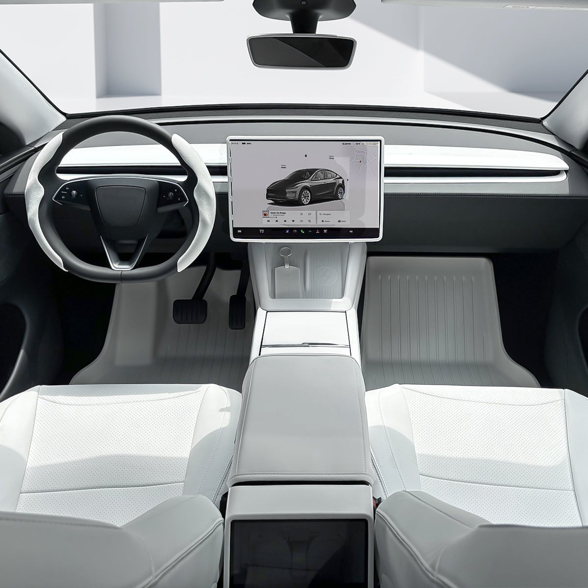 Matte White Interior Upgrade Kit For Tesla Model Y Juniper 2025+
