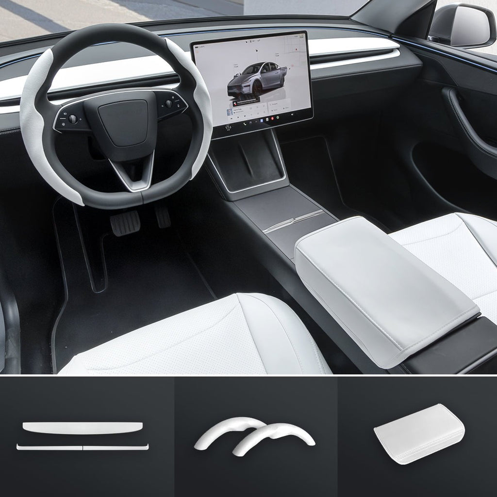 Matte White Interior Upgrade Kit For Tesla Model Y Juniper 2025+