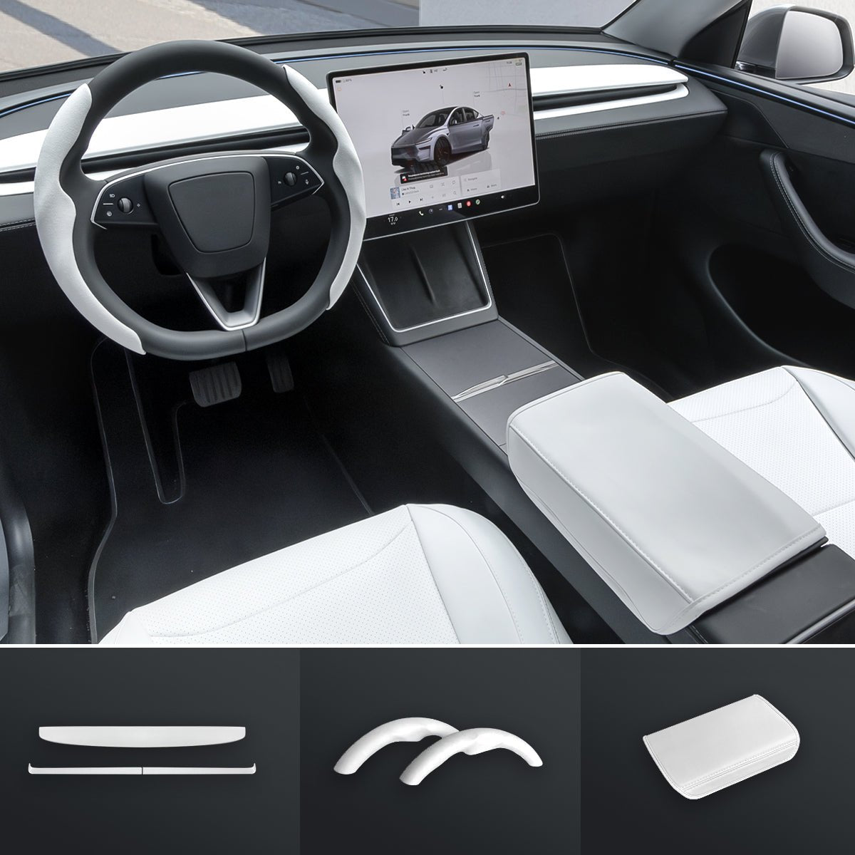 White Interior Upgrade Kit For Tesla Model Y Juniper 2025+