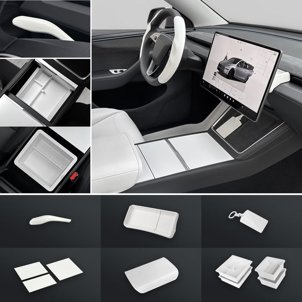Matte White Interior Upgrade Kit For Tesla Model Y Juniper 2025+