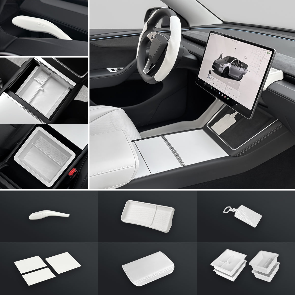White Interior Upgrade Kit For Tesla Model Y Juniper 2025+