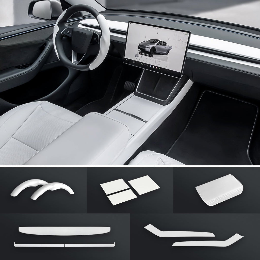Matte White Interior Upgrade Kit For Tesla Model Y Juniper 2025+