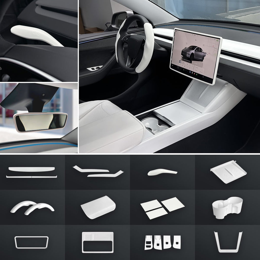 Matte White Interior Upgrade Kit For Tesla Model Y Juniper 2025+