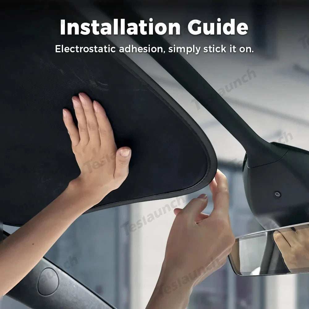 Mesh Electrostatic Adsorption Sunroof Sunshade for Tesla Model X Front Sunroof