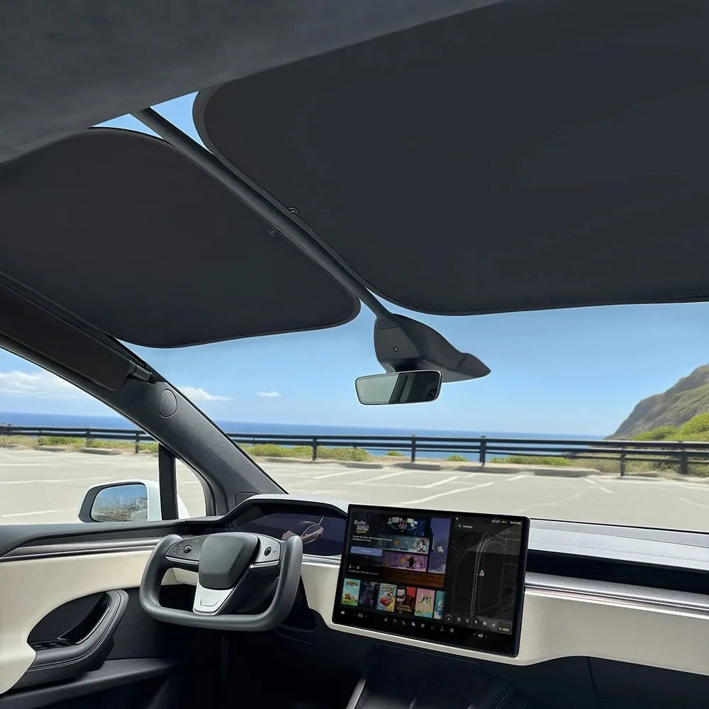 Mesh Electrostatic Adsorption Sunroof Sunshade for Tesla Model X Front Sunroof
