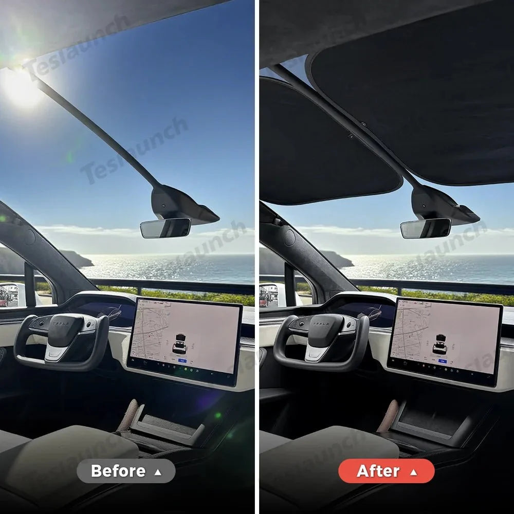 Mesh Electrostatic Adsorption Sunroof Sunshade for Tesla Model X Front Sunroof