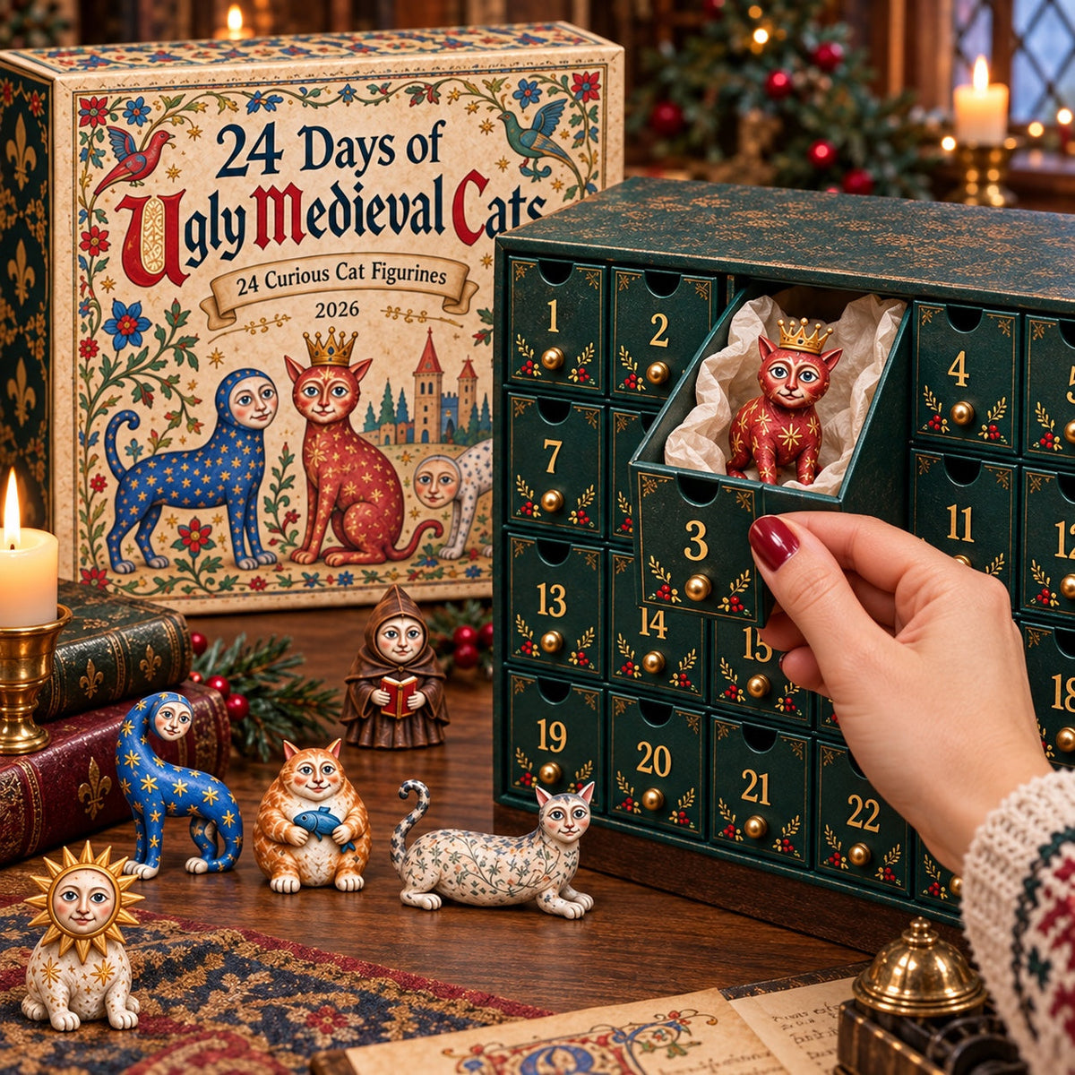 Medieval Cats Advent Calendar 2026 - 24 Wonderful Cat Ornaments