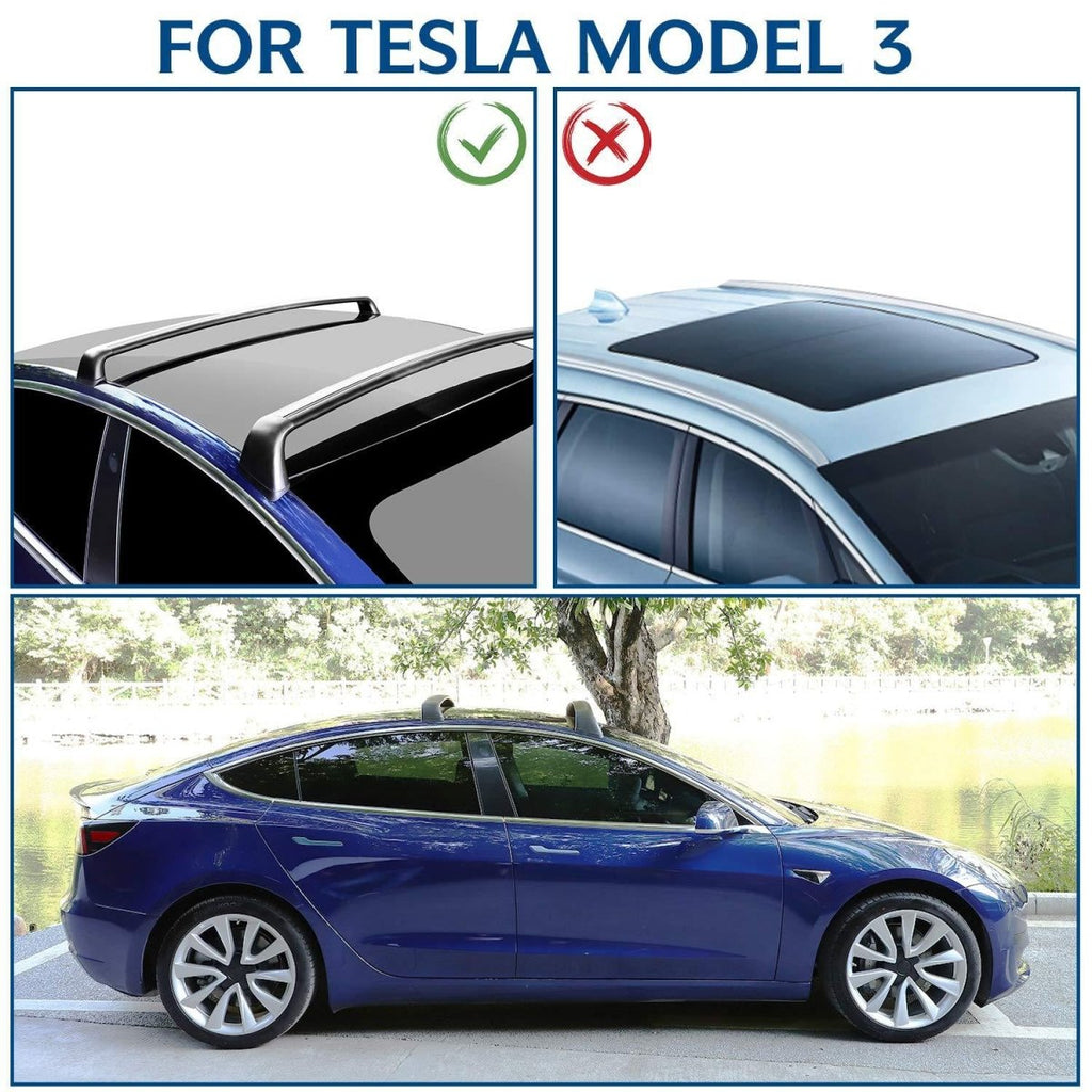 Model 3 & Model Y Aluminum Roof Rack Cargo Cross Bars (Set of 2) for Tesla (2017+)