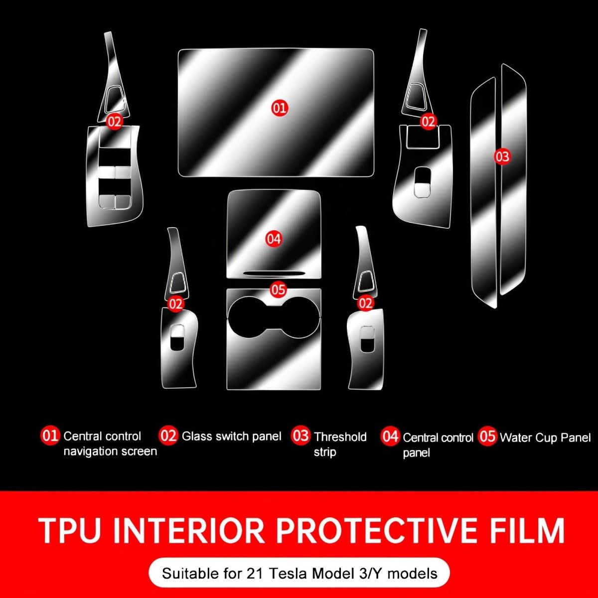 Model 3/Y (2017+) TPU interior Protective Film for Tesla