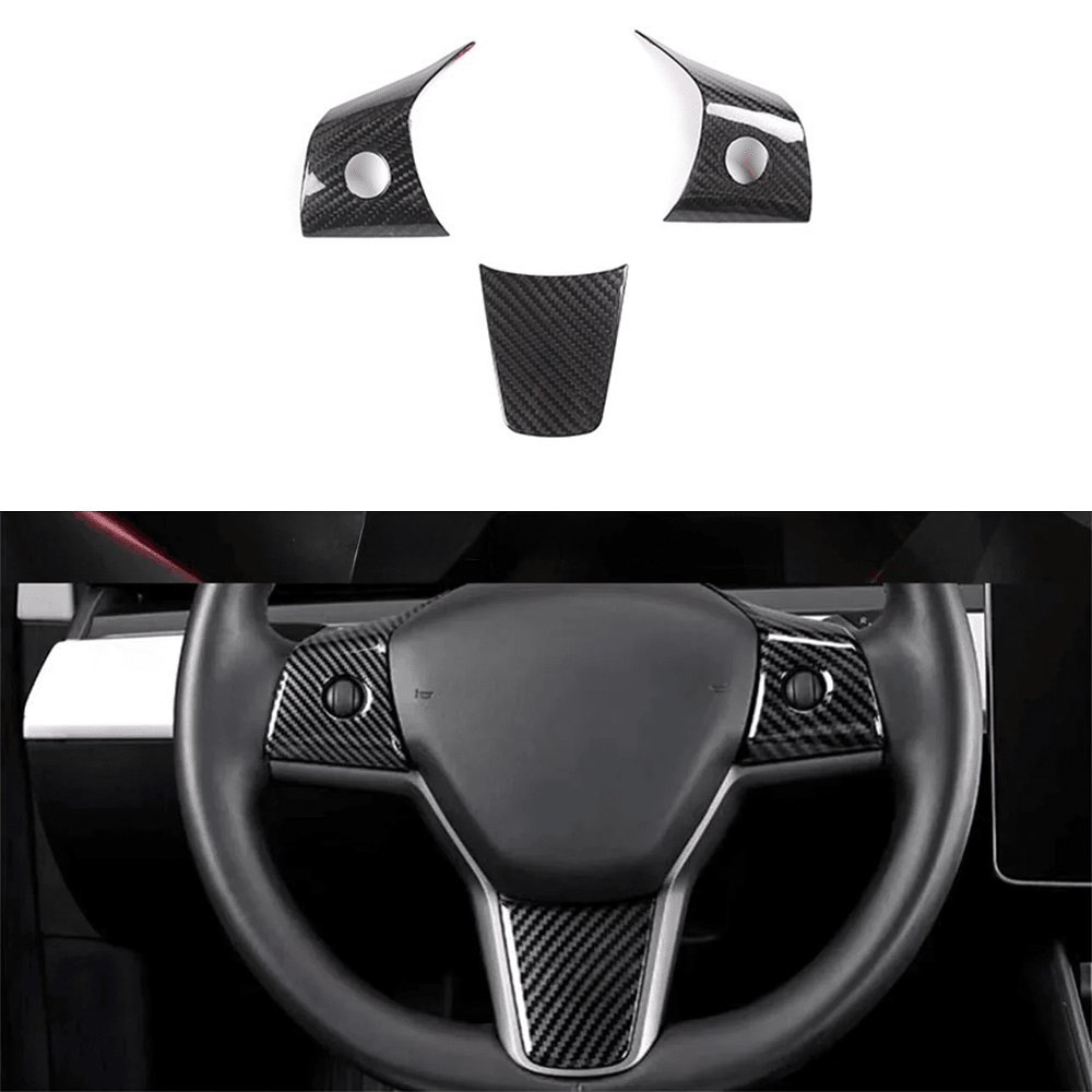 Model 3/Y Carbon Fiber Steering Wheel Trim (Carbon Fiber Pattern ABS) for Tesla(2017-2023)