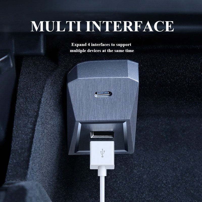 Model 3/Y Cybertruck Style Glove Box 4 in 1 USB Hub Docking Station for Tesla