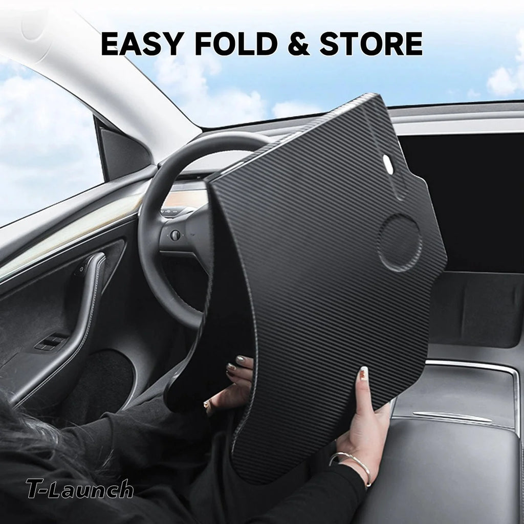 Model 3/Y HDB Steering Wheel Table - Durable High Density Board, Folding Design
