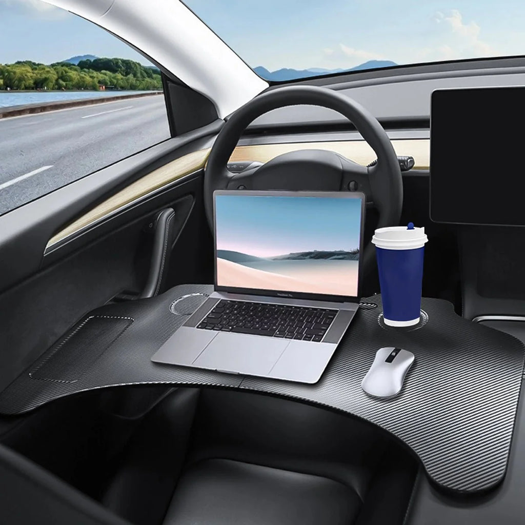 Model 3/Y HDB Steering Wheel Table - Durable High Density Board, Folding Design