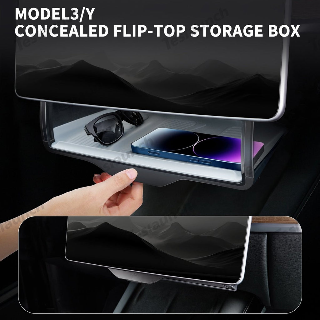 Model 3/Y Hidden Foldable Central Control Screen Lower Storage Box for Tesla