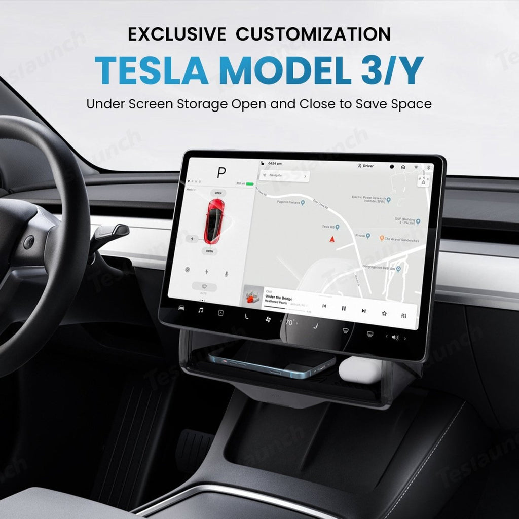 Model 3/Y Hidden Foldable Central Control Screen Lower Storage Box for Tesla